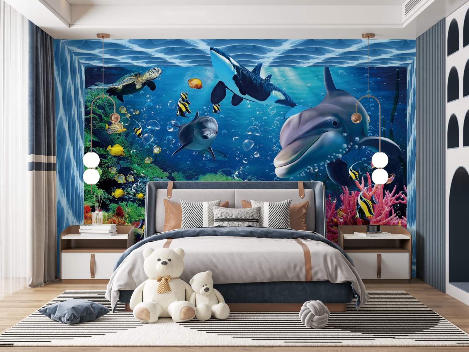 Fotobehang onderwaterwereld met dolfijnen