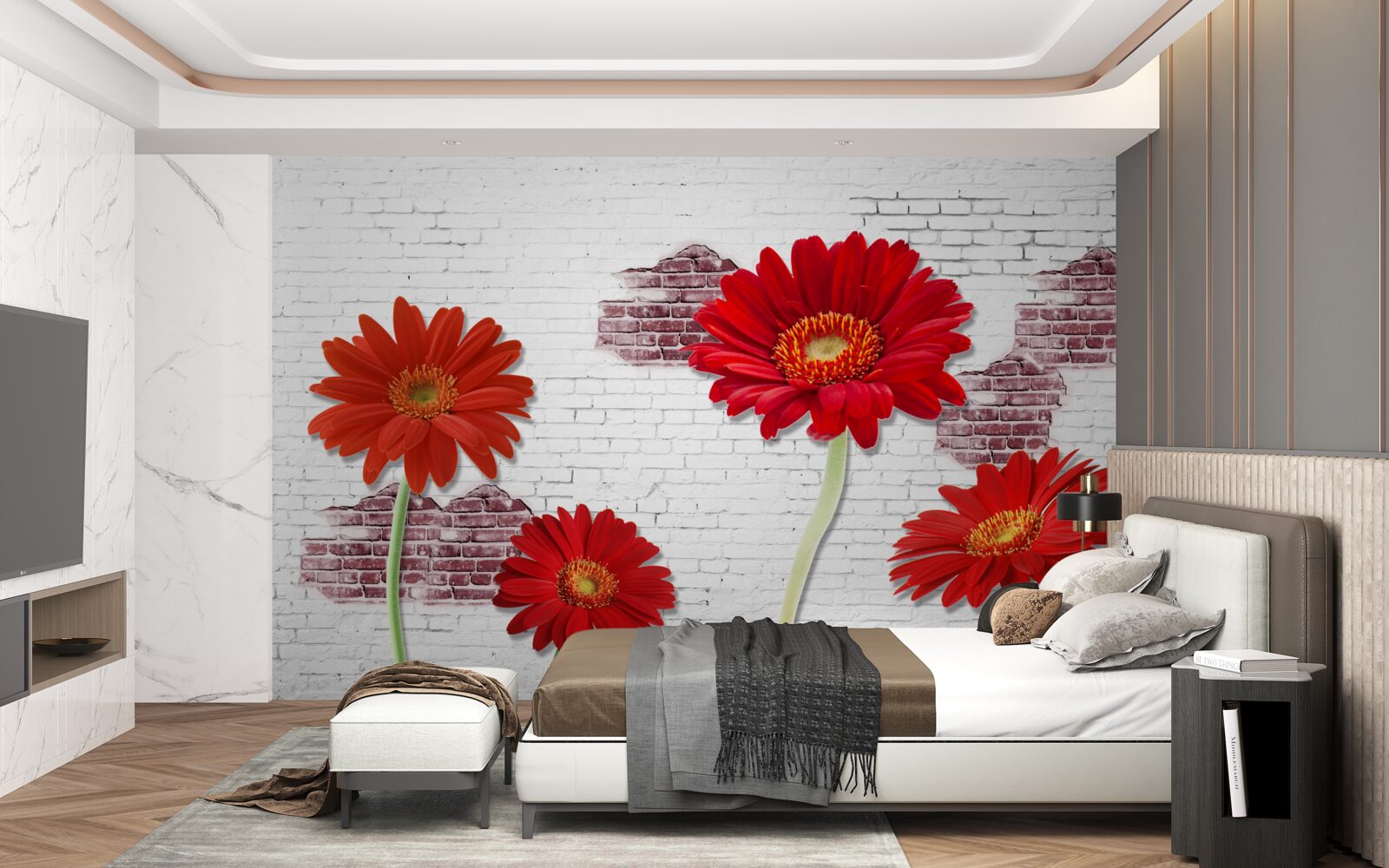 Fotobehang elegante rode gerbera's