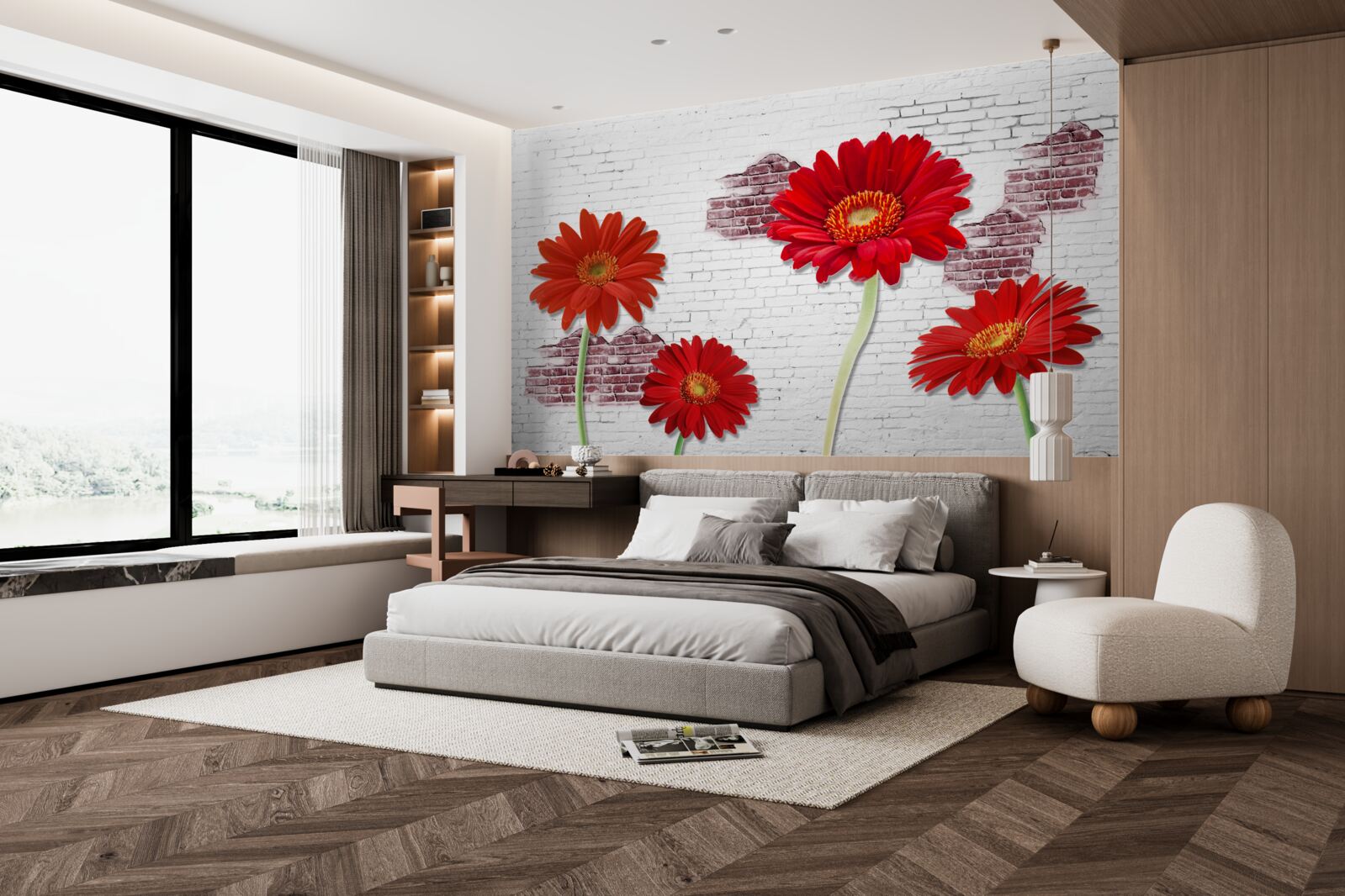 Fotobehang elegante rode gerbera's