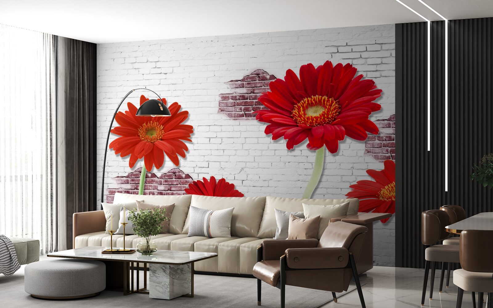 Fotobehang elegante rode gerbera's