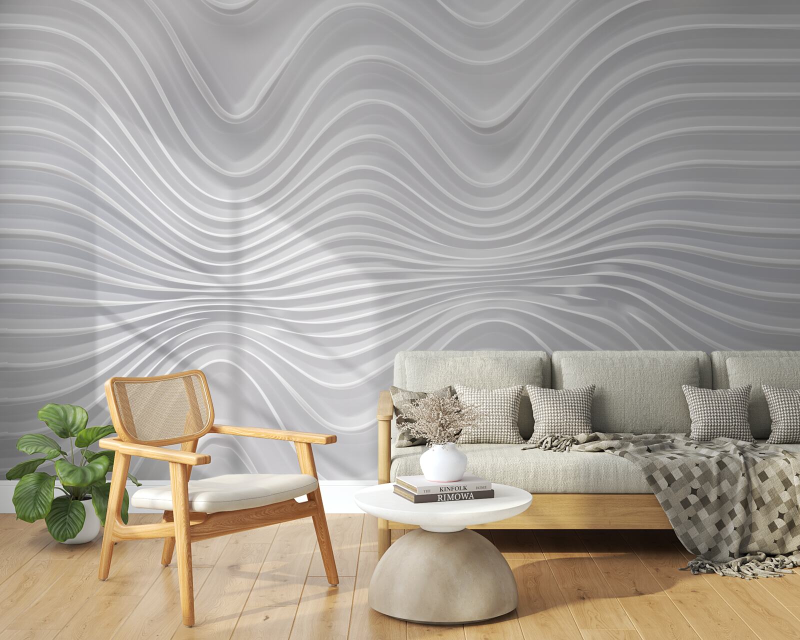 Fotobehang golven die zich in horizontale richting tot oneindig uitstrekken