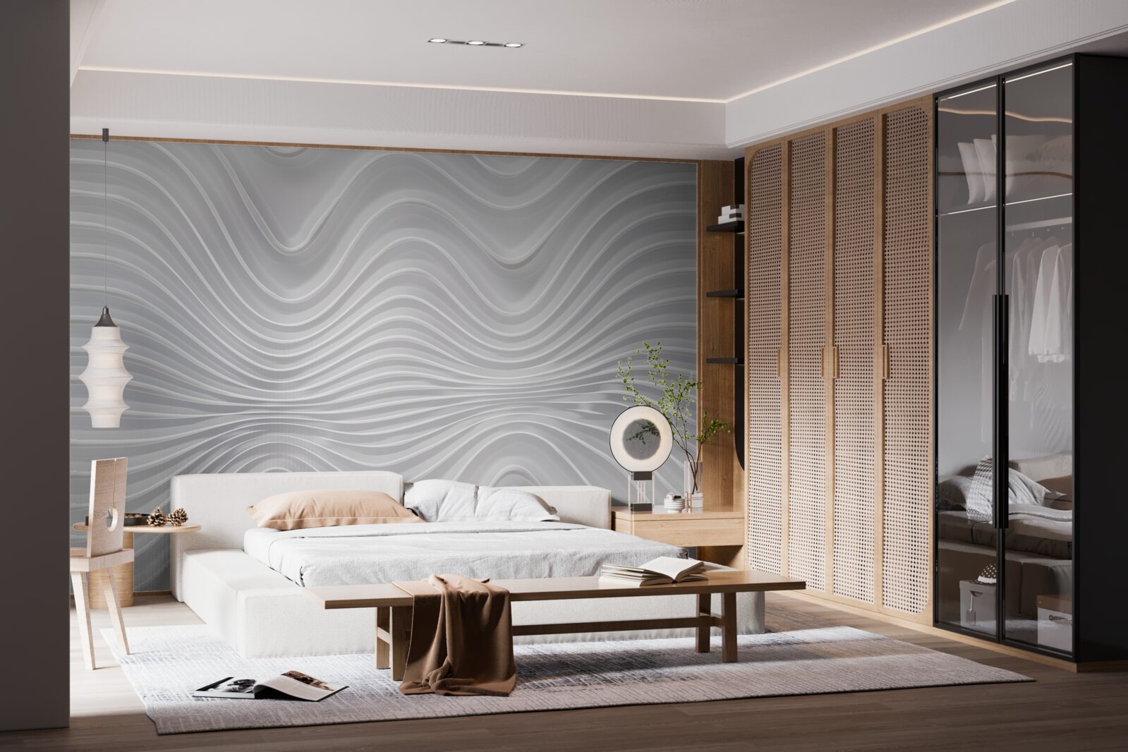 Fotobehang golven die zich in horizontale richting tot oneindig uitstrekken