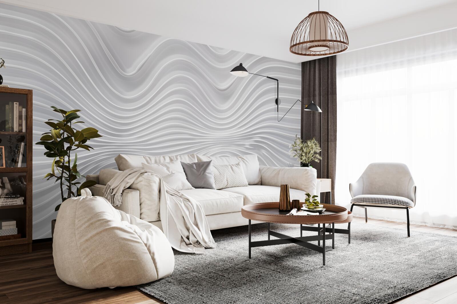 Fotobehang golven die zich in horizontale richting tot oneindig uitstrekken