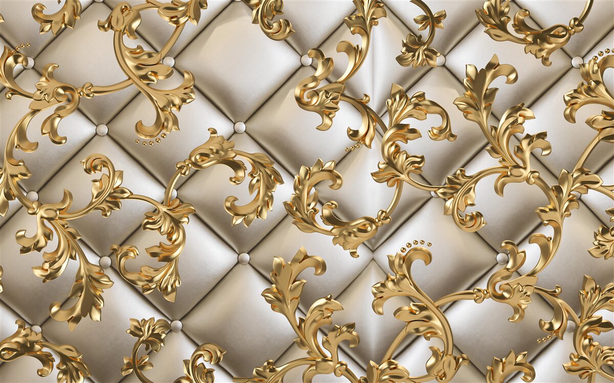 Fotobehang textuur onder gouden takken