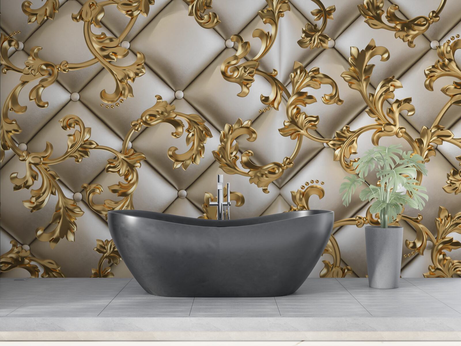 Fotobehang textuur onder gouden takken