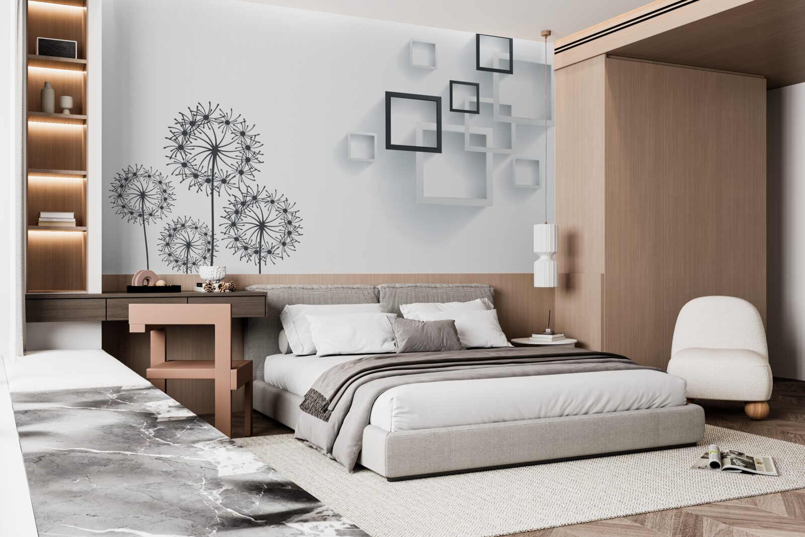 Fotobehang geometrische vormen op een witte achtergrond met milleon