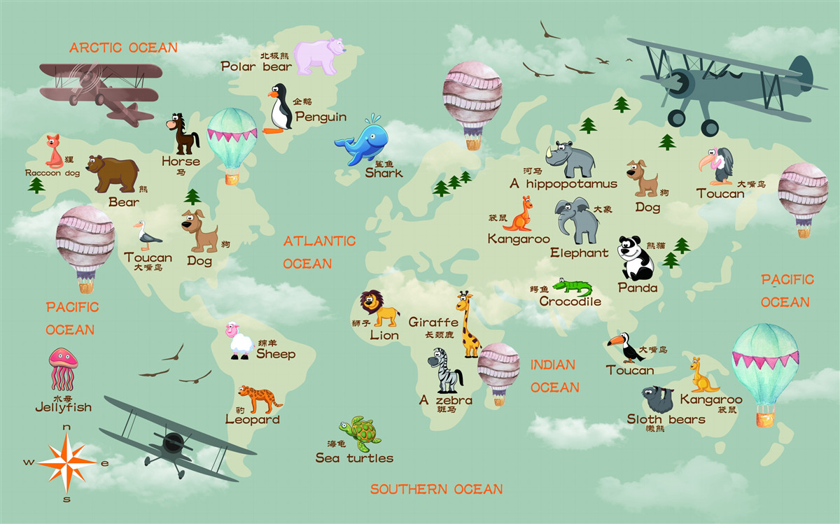 Fotobehang wereldkaart voor kinderen