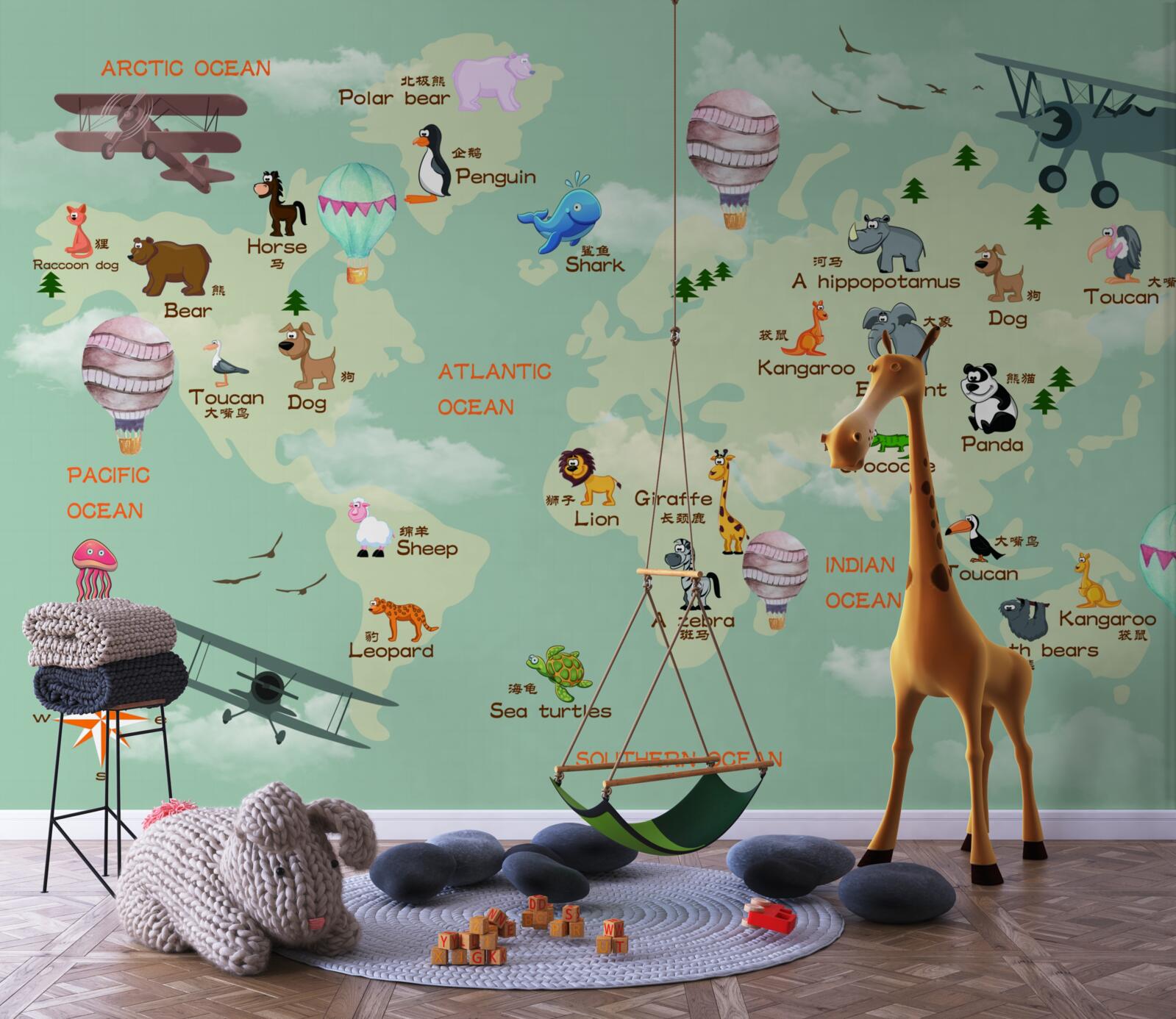 Fotobehang wereldkaart voor kinderen