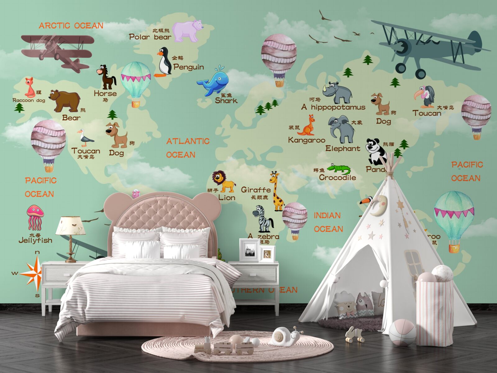 Fotobehang wereldkaart voor kinderen