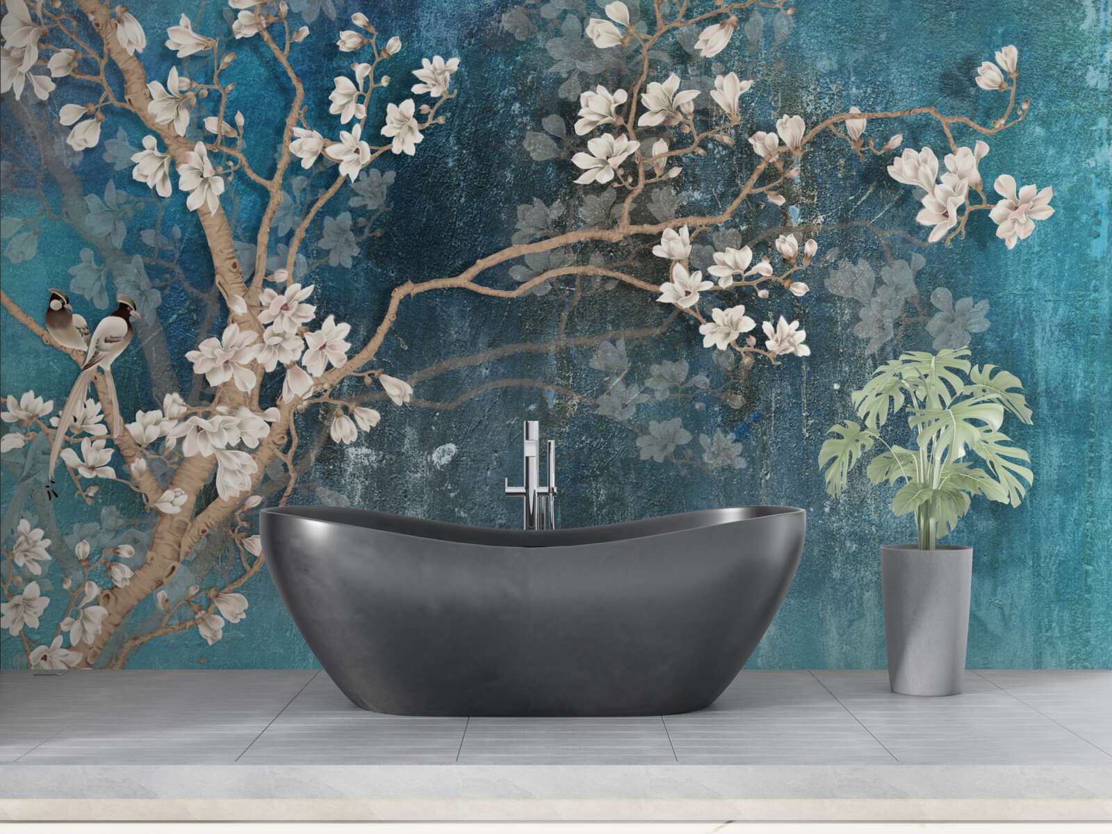 Fotobehang magnolia in volle bloei en vallende duisternis