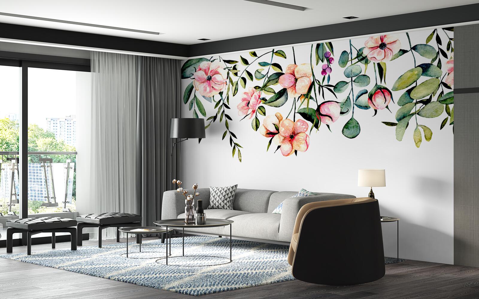 Fotobehang bloemen die in de zomer groeien