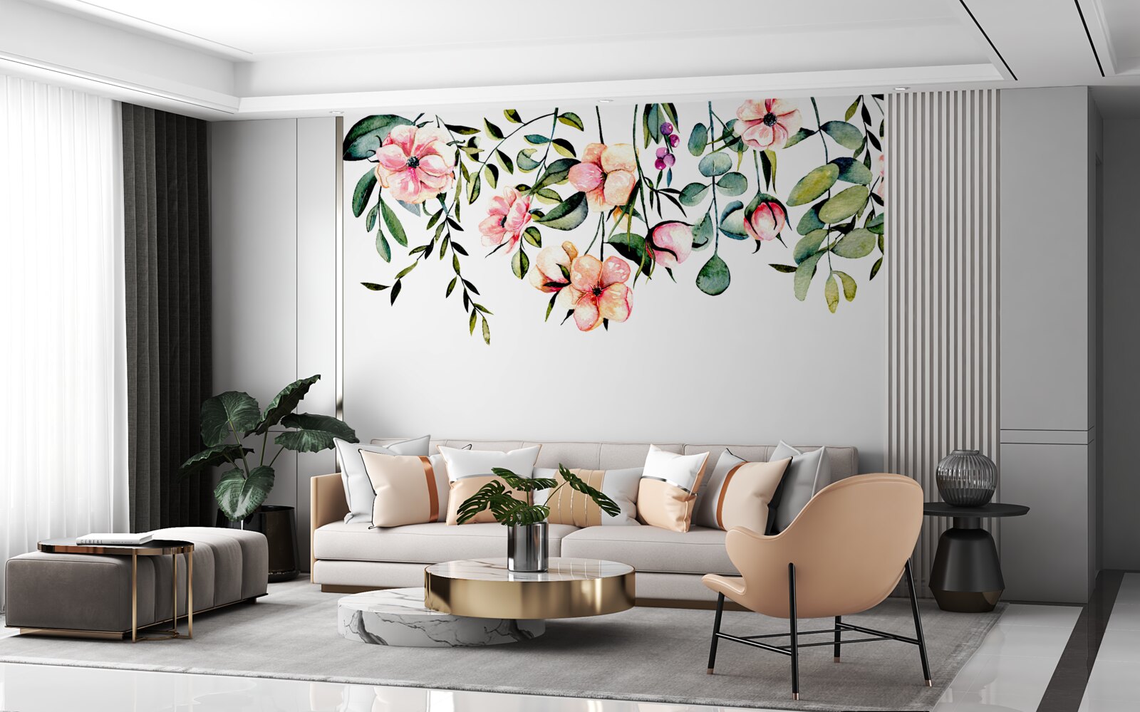 Fotobehang bloemen die in de zomer groeien