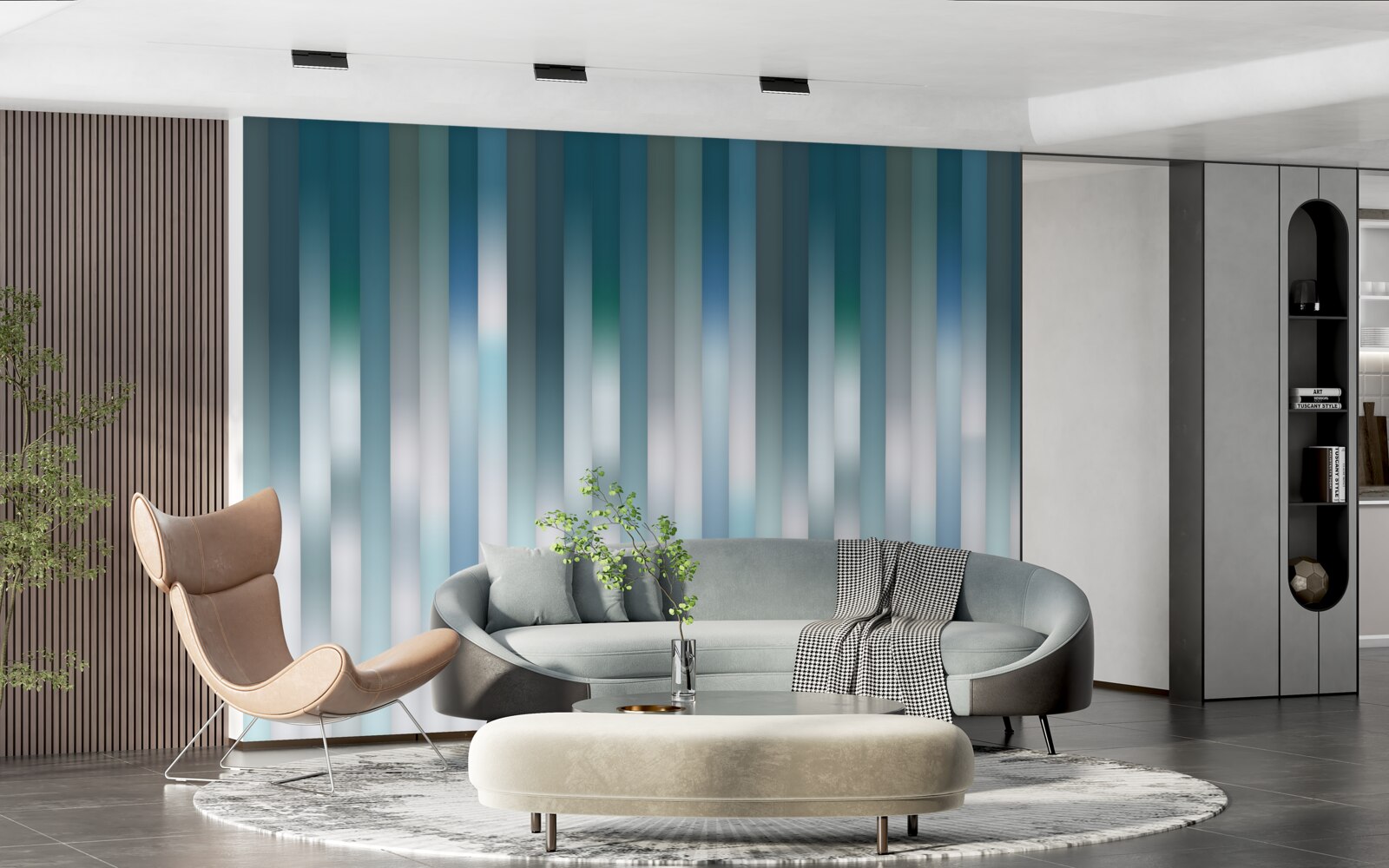 Fotobehang lijnen die verticaal lopen creëren een neerwaartse helling