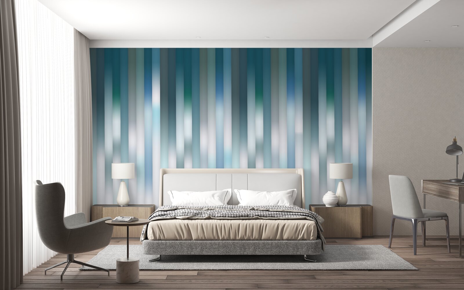 Fotobehang lijnen die verticaal lopen creëren een neerwaartse helling