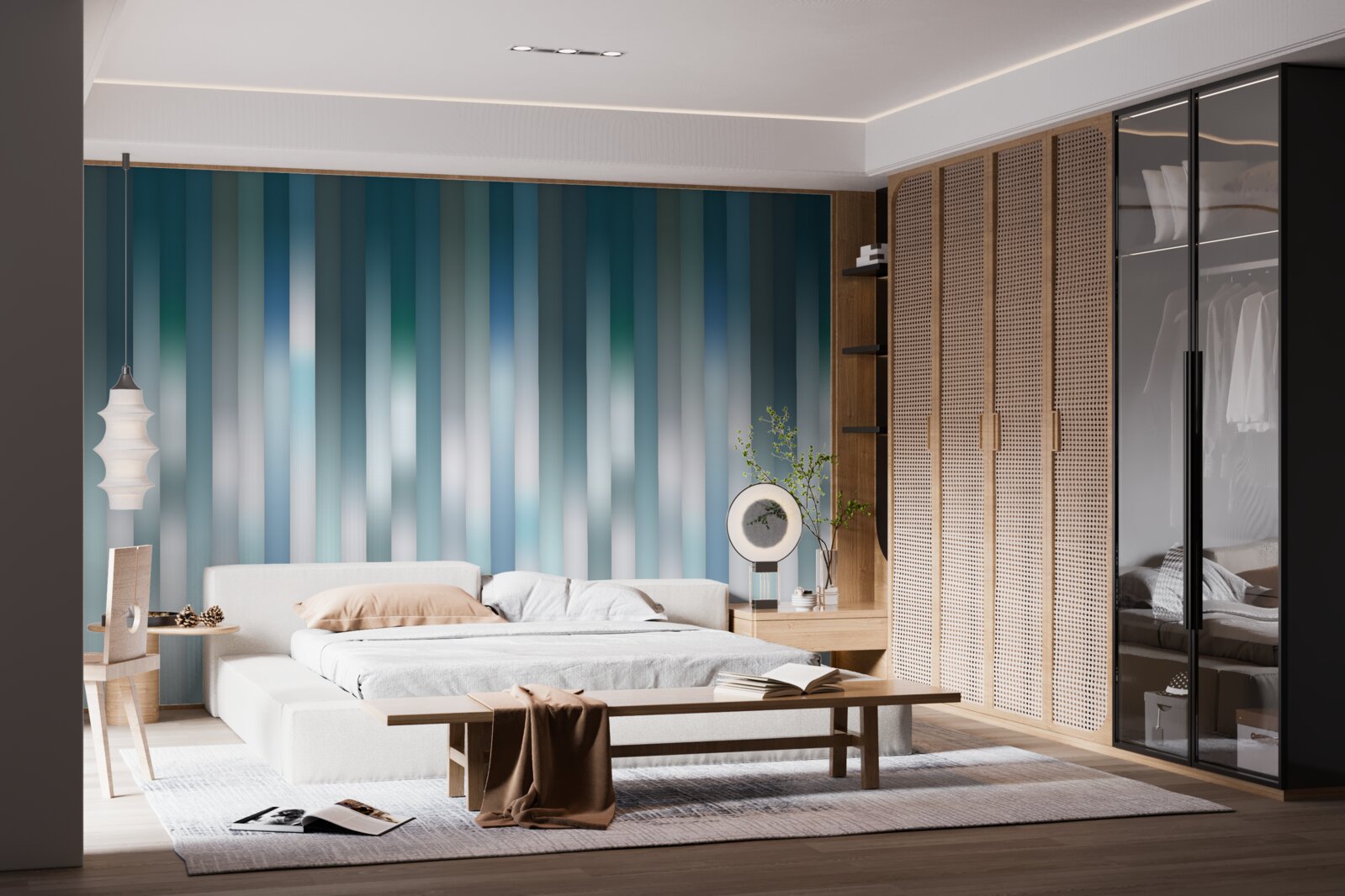 Fotobehang lijnen die verticaal lopen creëren een neerwaartse helling