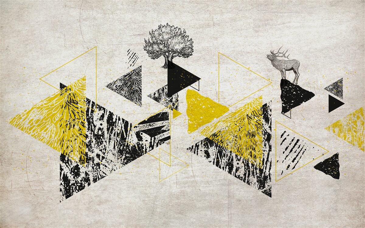 Fotobehang abstracte geometrie van een herfstbos