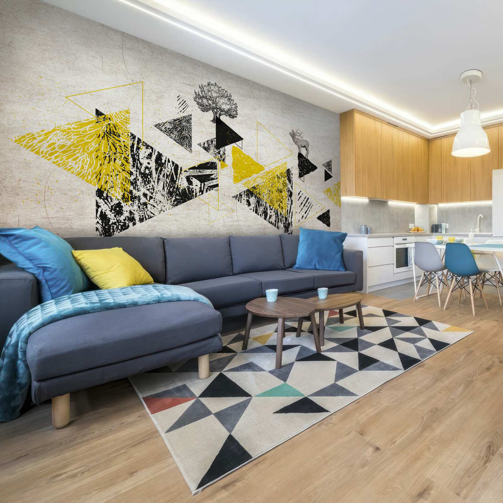 Fotobehang abstracte geometrie van een herfstbos