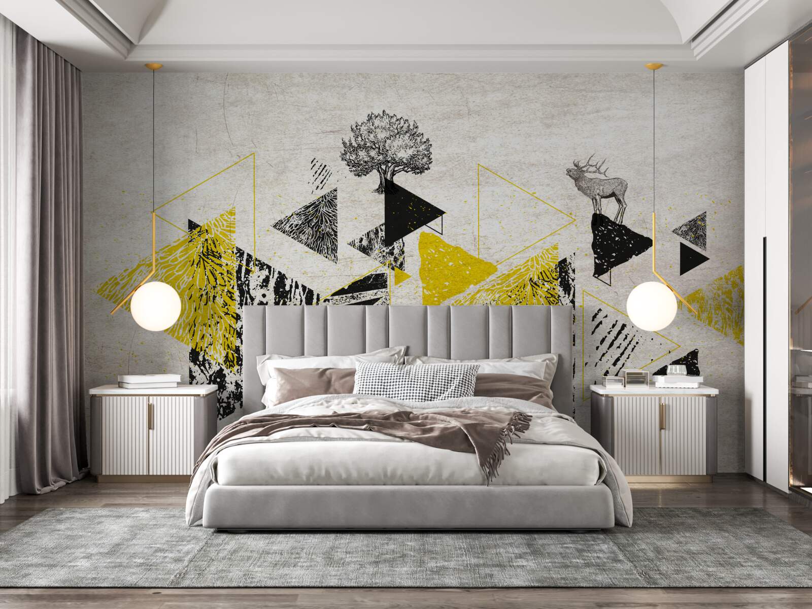 Fotobehang abstracte geometrie van een herfstbos