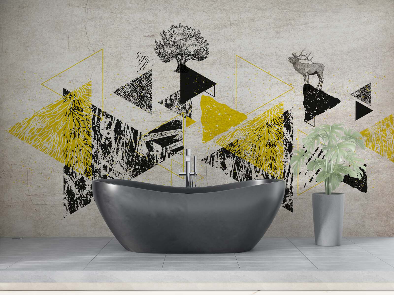 Fotobehang abstracte geometrie van een herfstbos