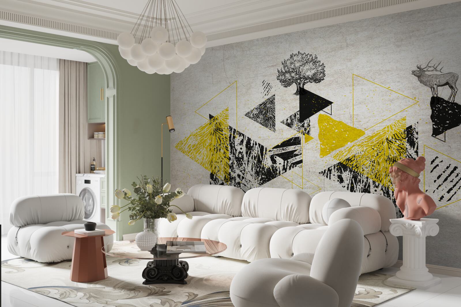 Fotobehang abstracte geometrie van een herfstbos