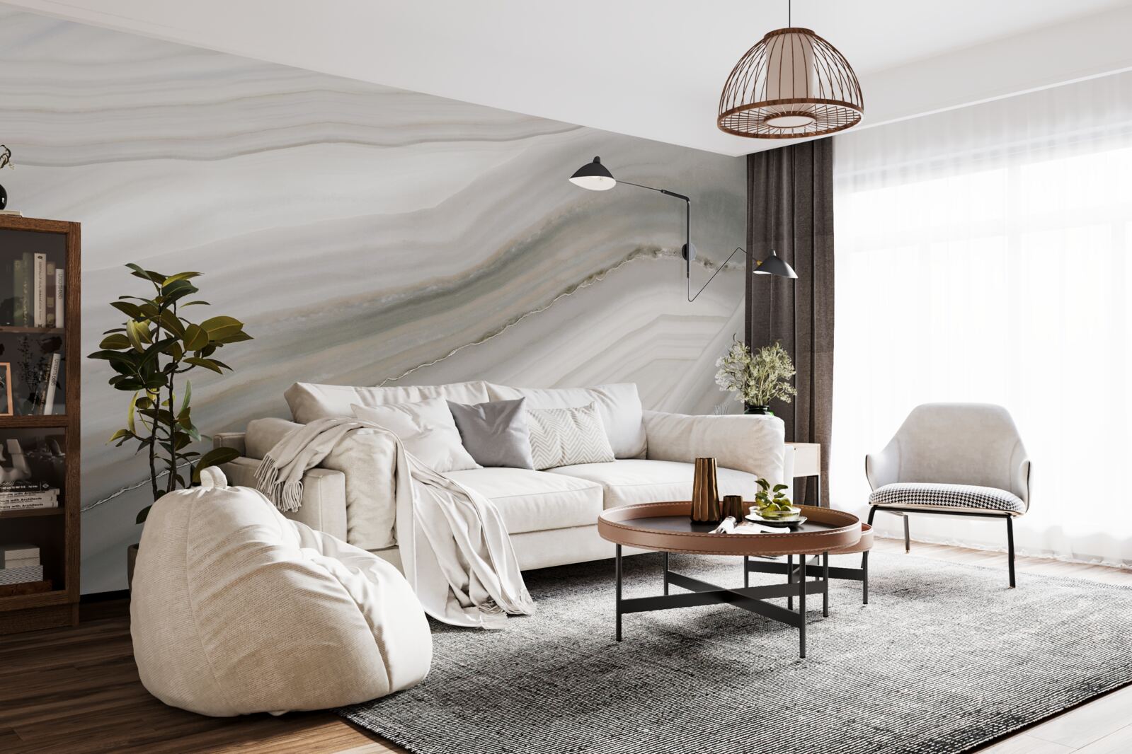 Fotobehang een woestijn waar grijs heerst onder de regen