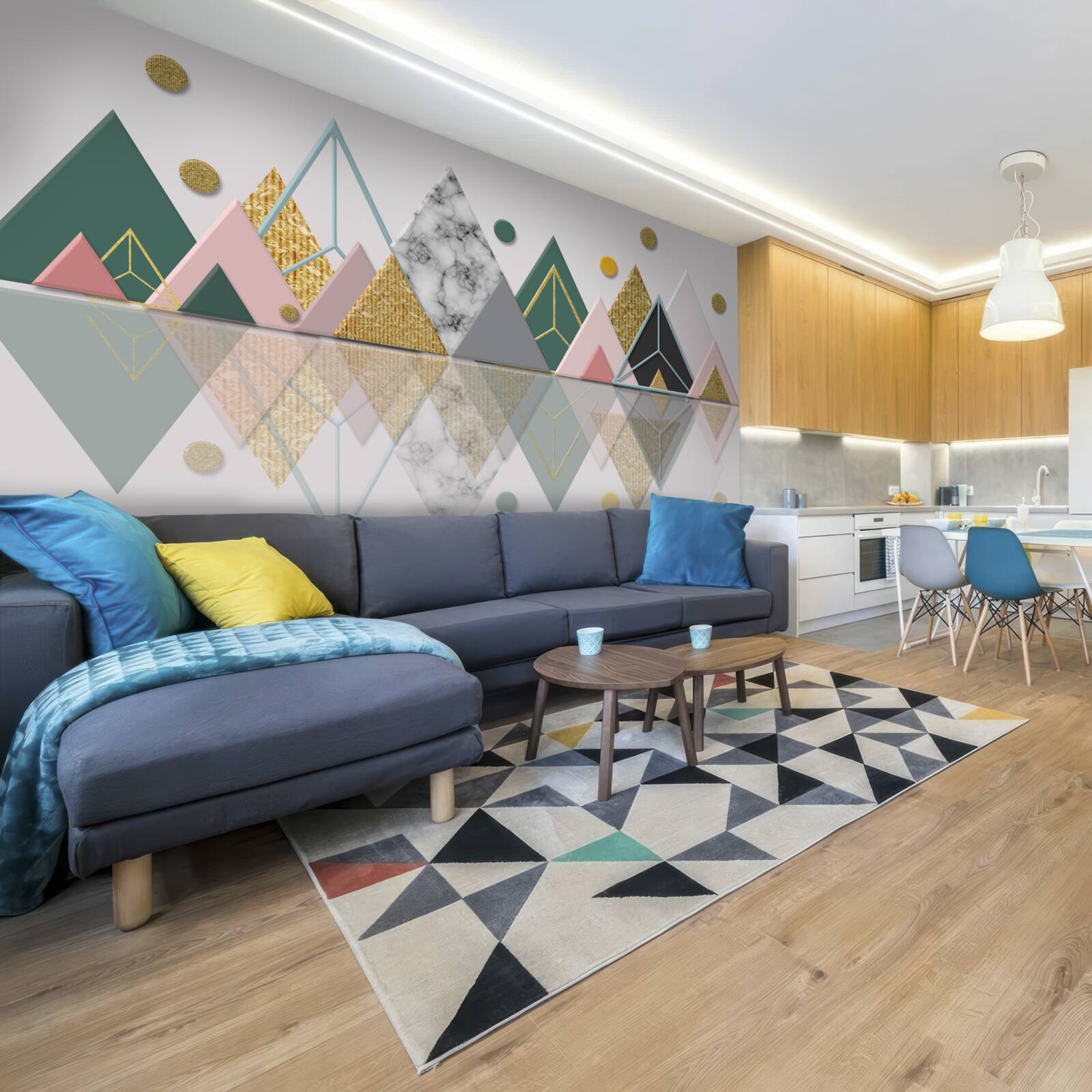 Fotobehang reflectie van herfstbomen op het wateroppervlak