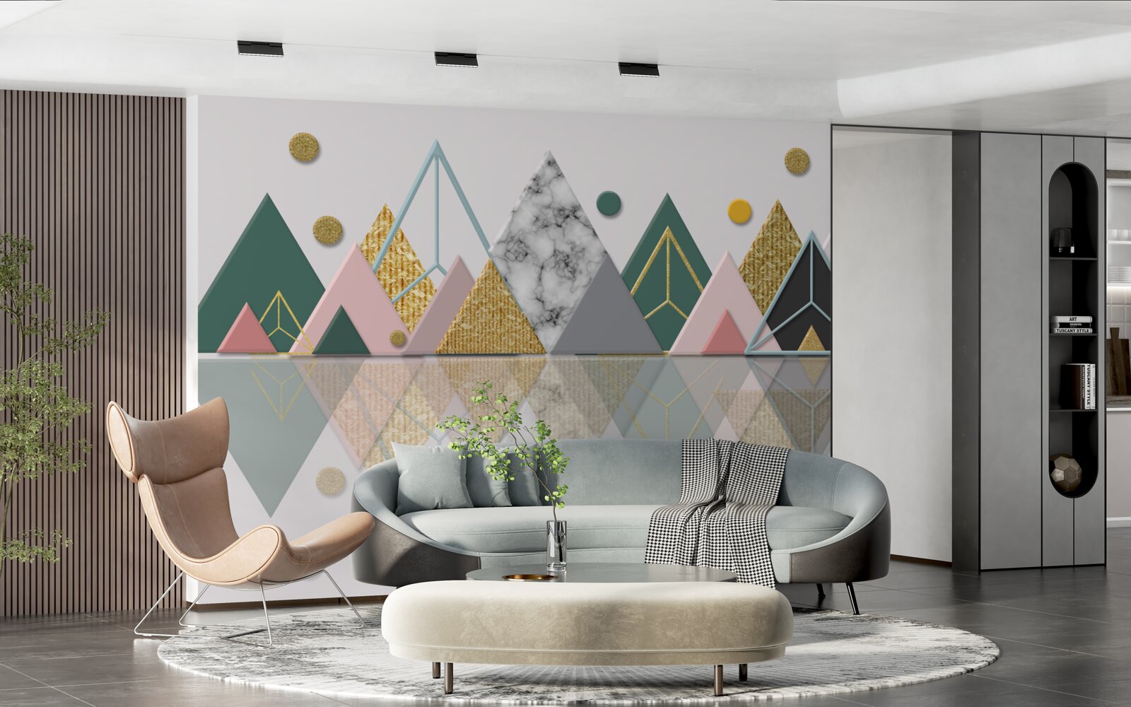 Fotobehang reflectie van herfstbomen op het wateroppervlak