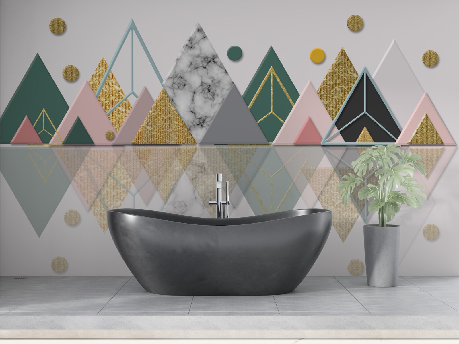 Fotobehang reflectie van herfstbomen op het wateroppervlak