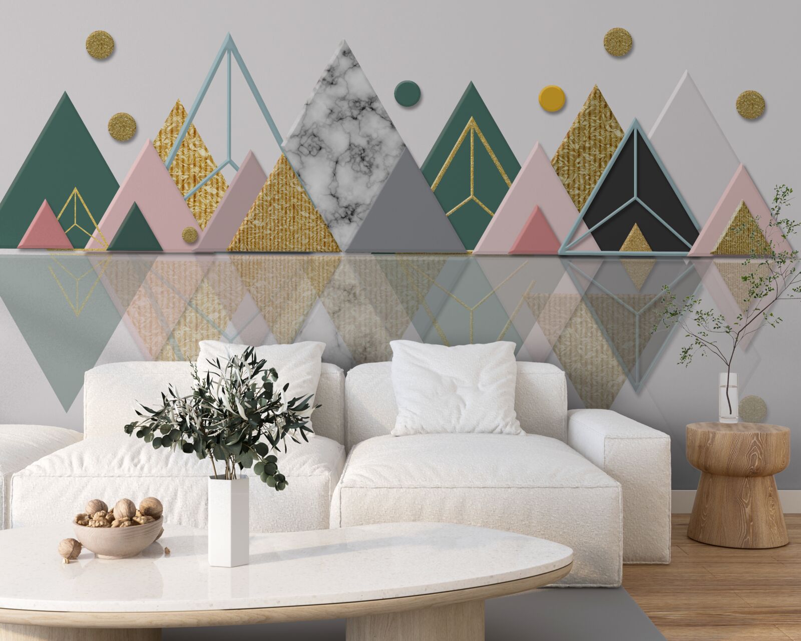 Fotobehang reflectie van herfstbomen op het wateroppervlak