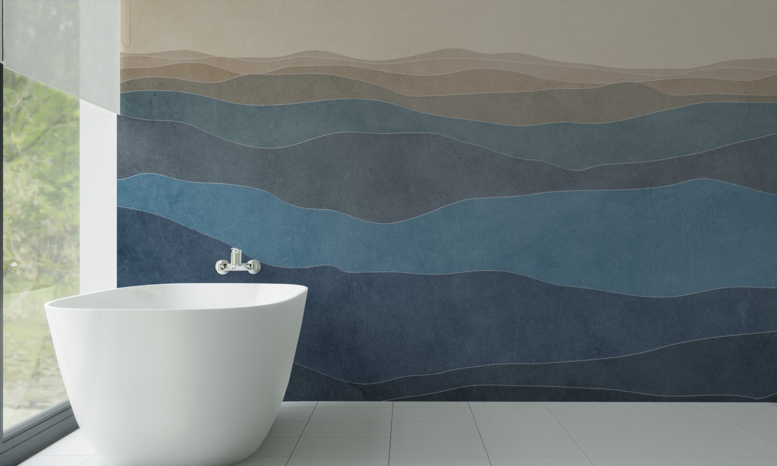 Fotobehang bij zonsopgang veelkleurige heuvels en vliegtuigen