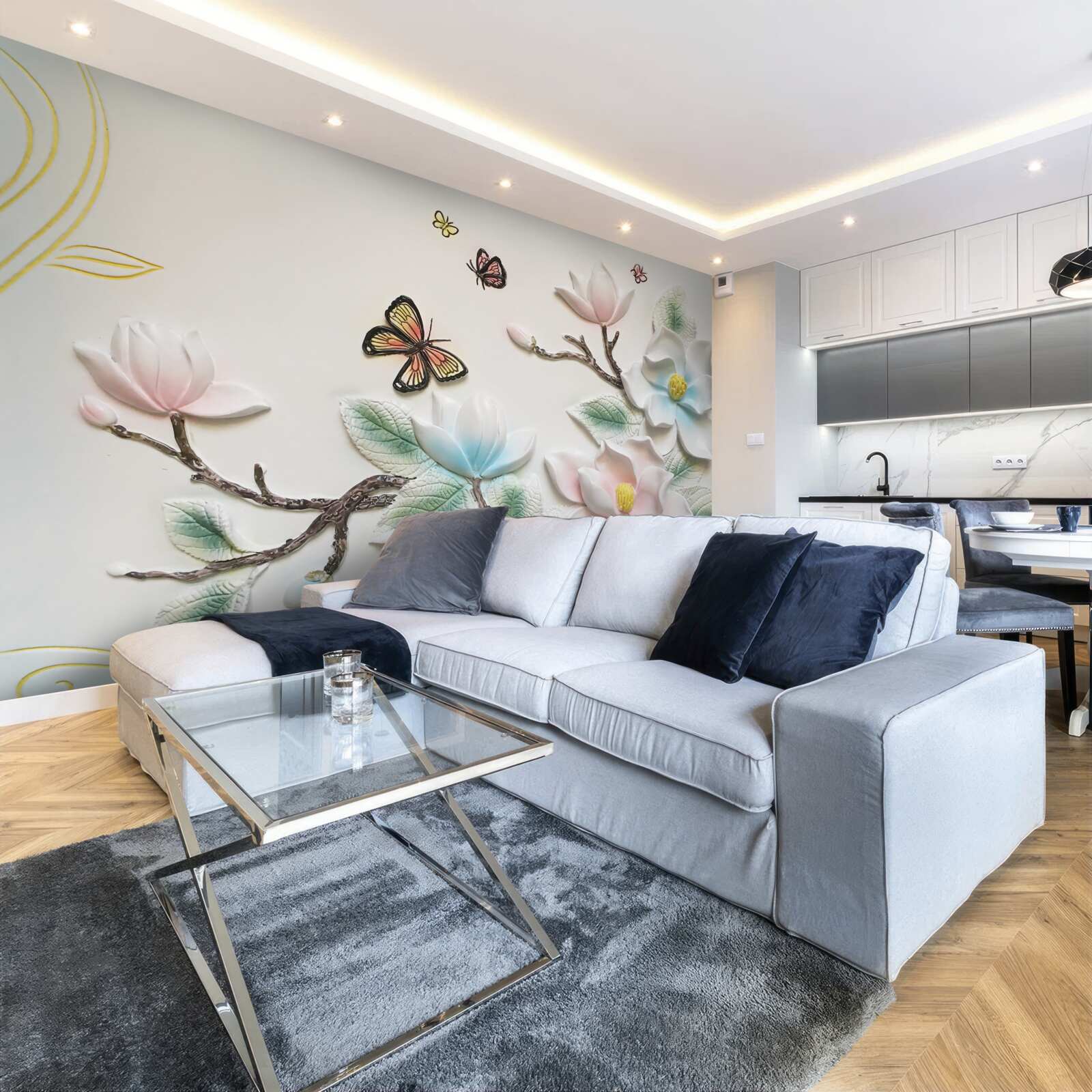 Fotobehang magnolia opende haar bloemen voor motten