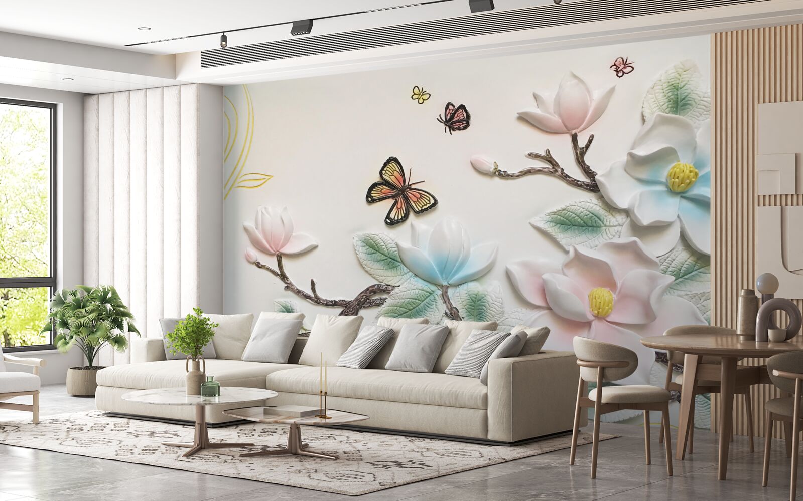 Fotobehang magnolia opende haar bloemen voor motten