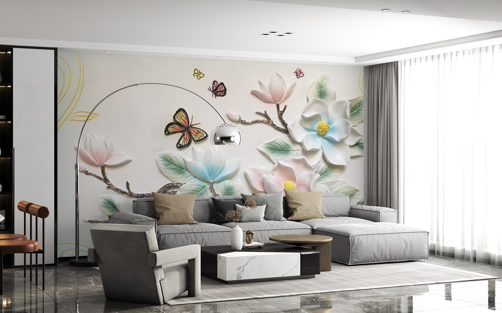 Fotobehang magnolia opende haar bloemen voor motten