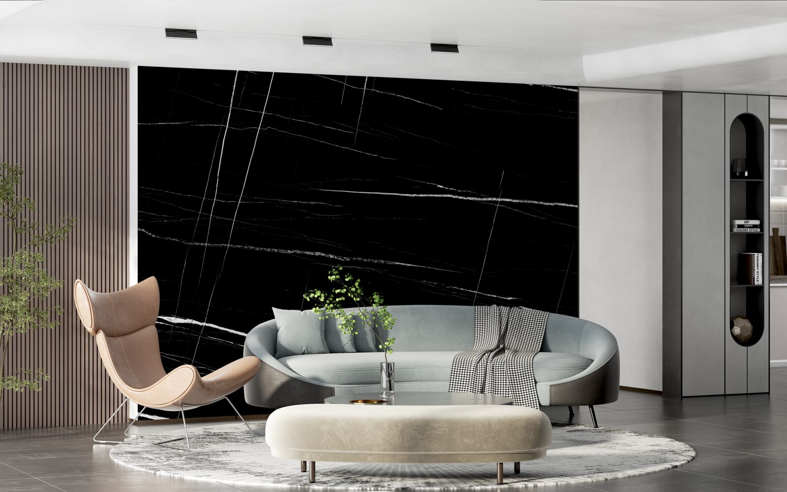 Fotobehang donkere achtergrond met witte vage lijnen