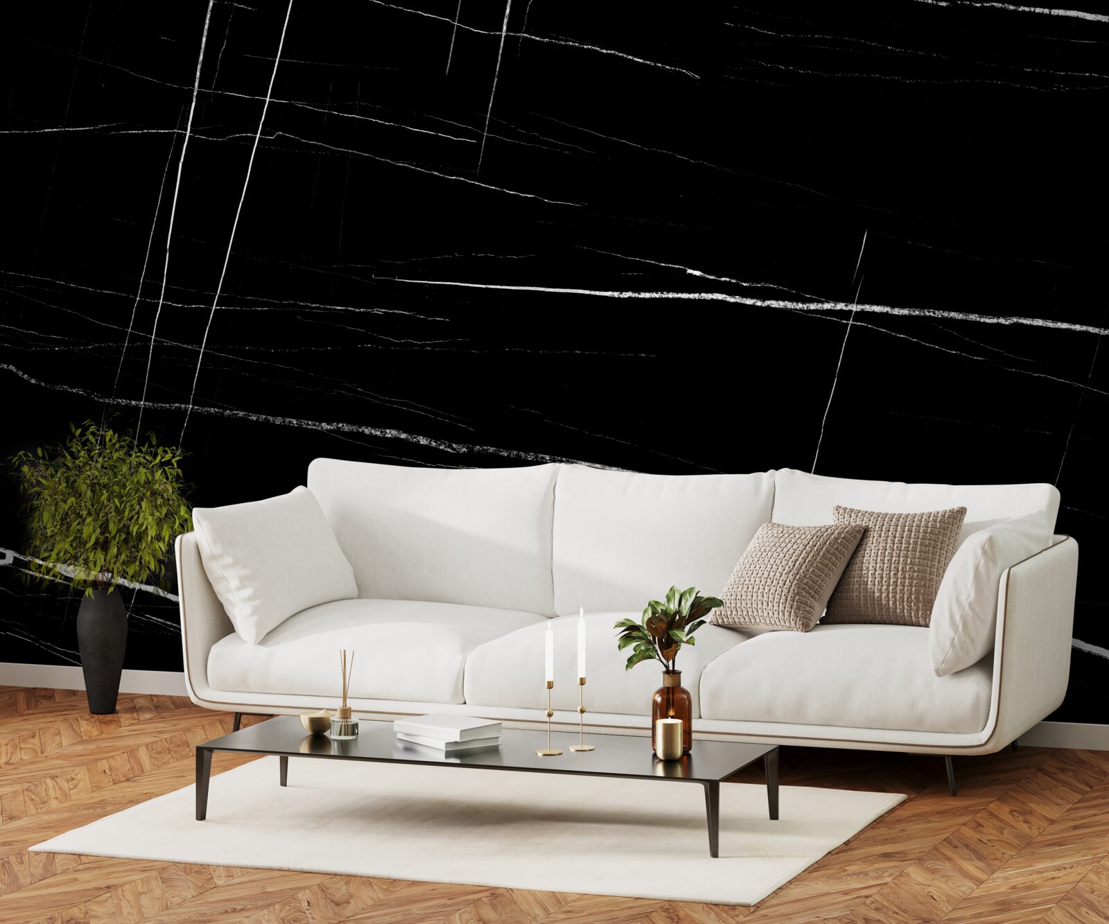 Fotobehang donkere achtergrond met witte vage lijnen