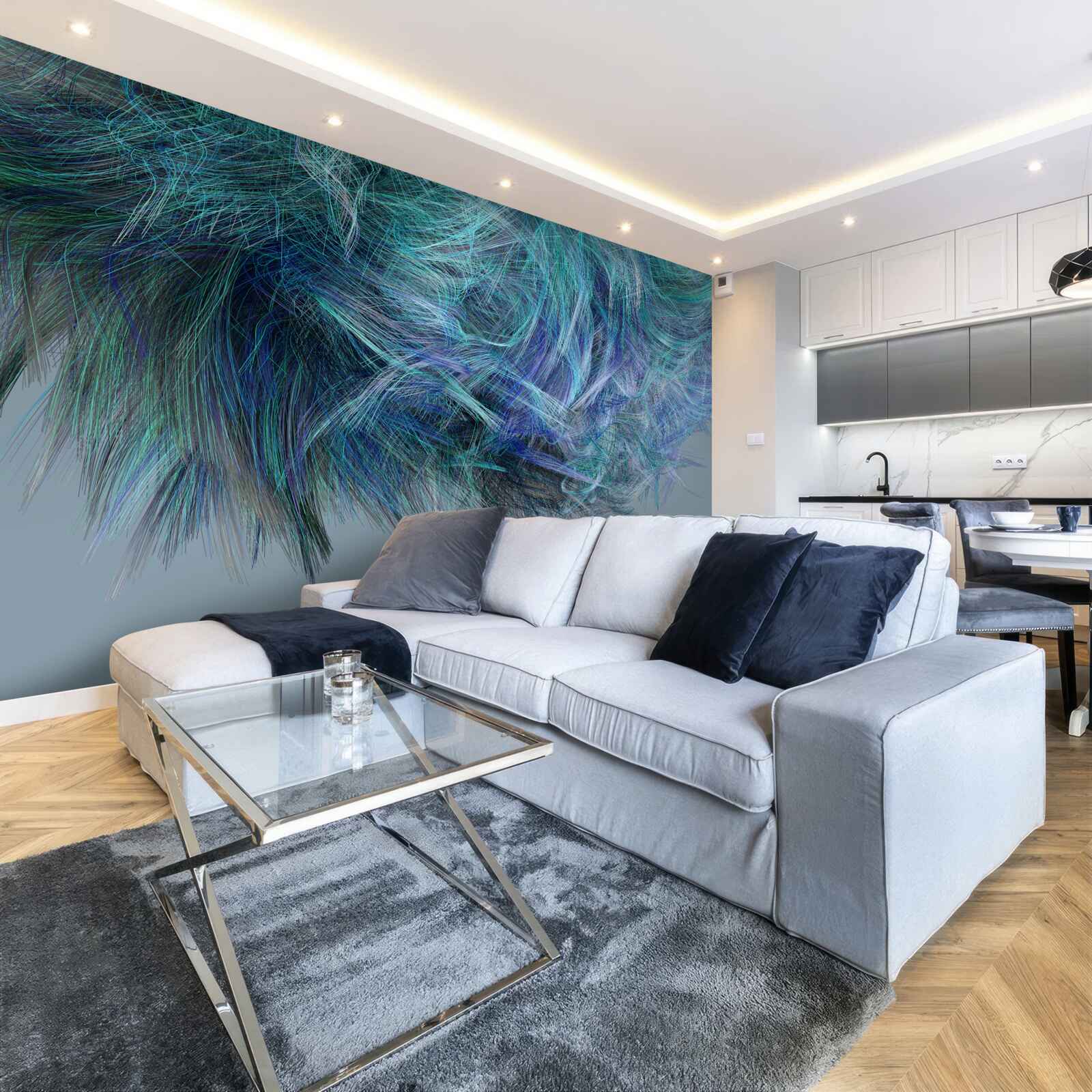 Fotobehang ongewoon boeket van veelkleurige veren