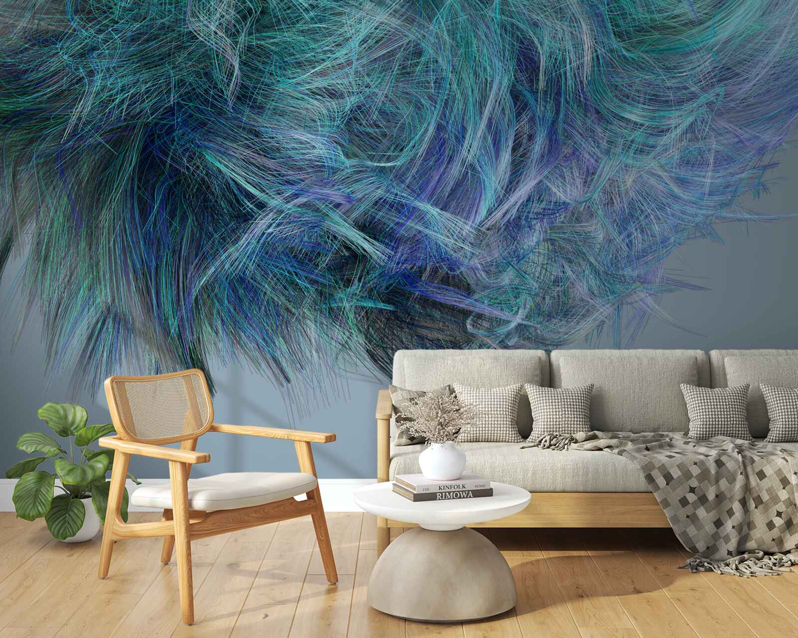 Fotobehang ongewoon boeket van veelkleurige veren