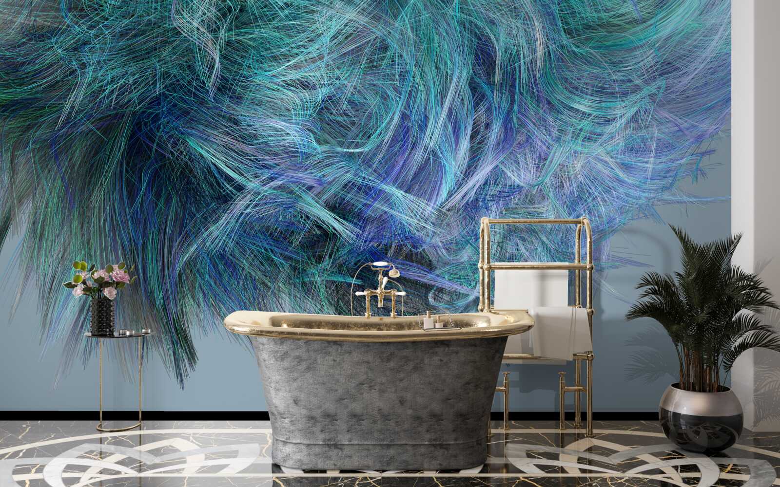 Fotobehang ongewoon boeket van veelkleurige veren