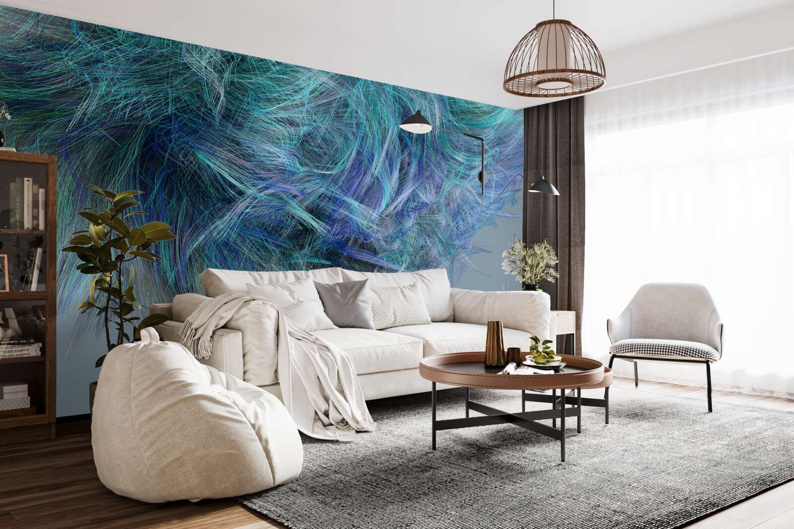 Fotobehang ongewoon boeket van veelkleurige veren