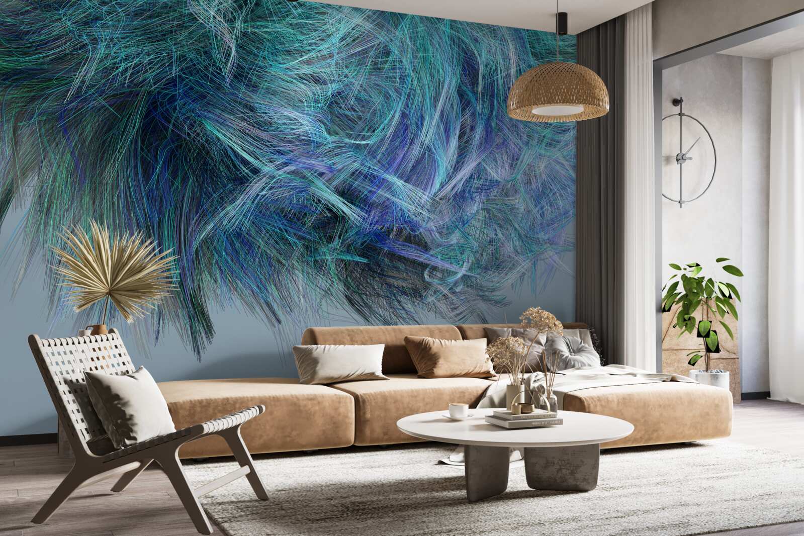 Fotobehang ongewoon boeket van veelkleurige veren