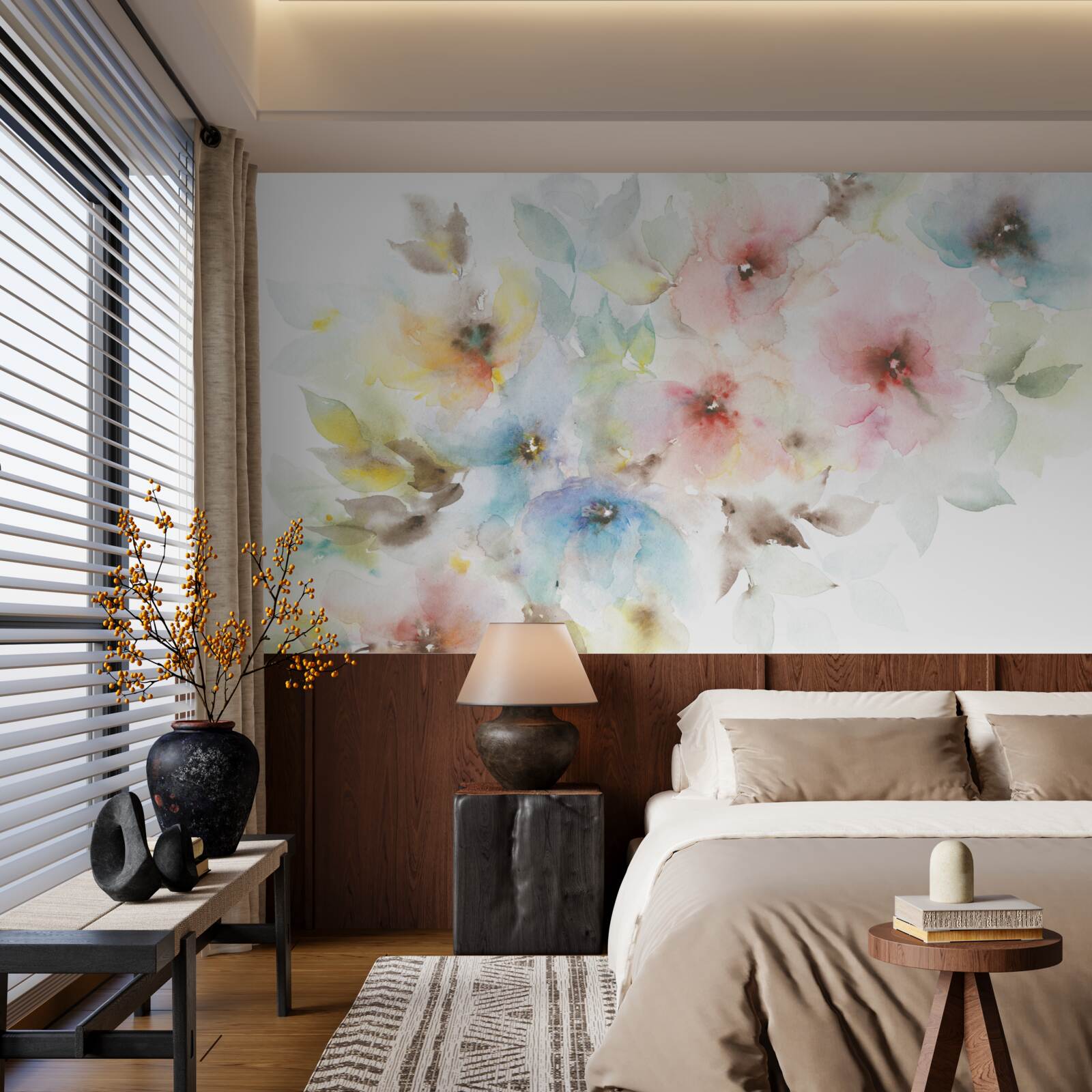 Fotobehang heldere zomerknoppen bloeien aan één tak