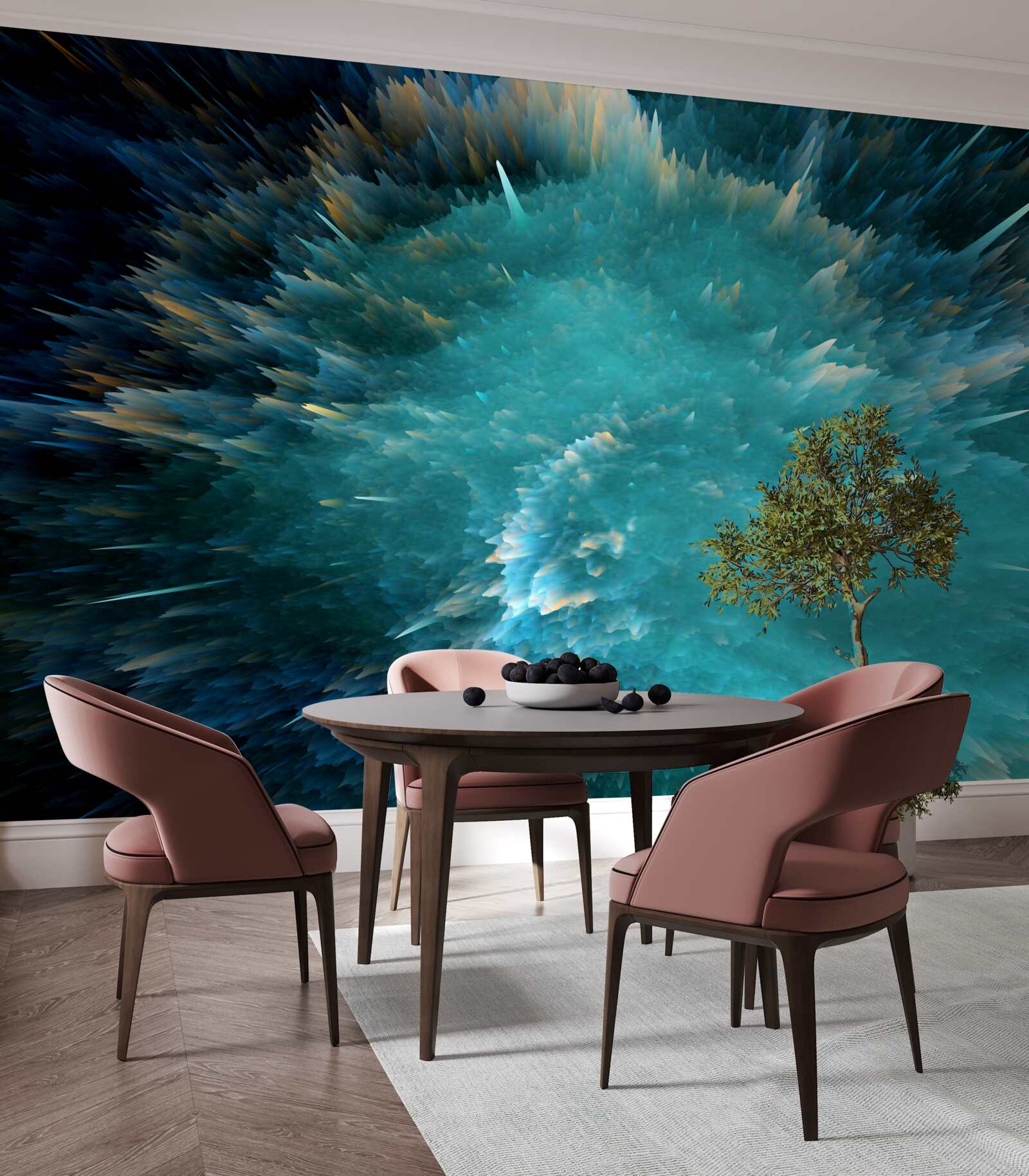 Fotobehang een flits van levendige turquoise pigmentatie