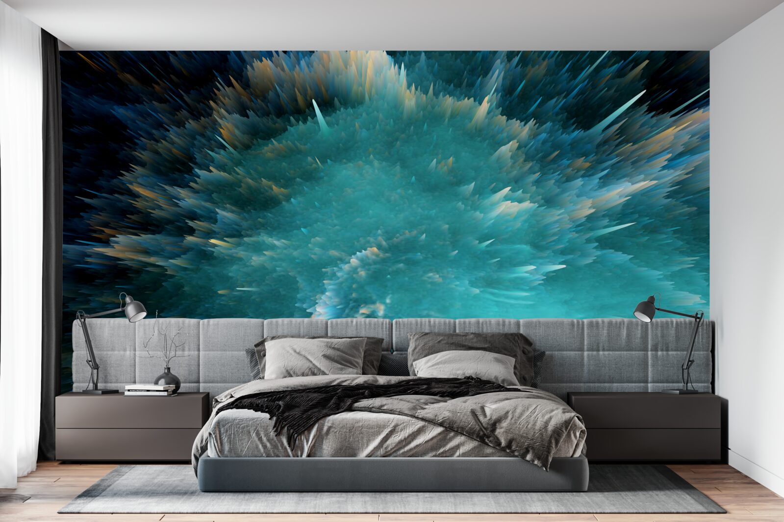 Fotobehang een flits van levendige turquoise pigmentatie