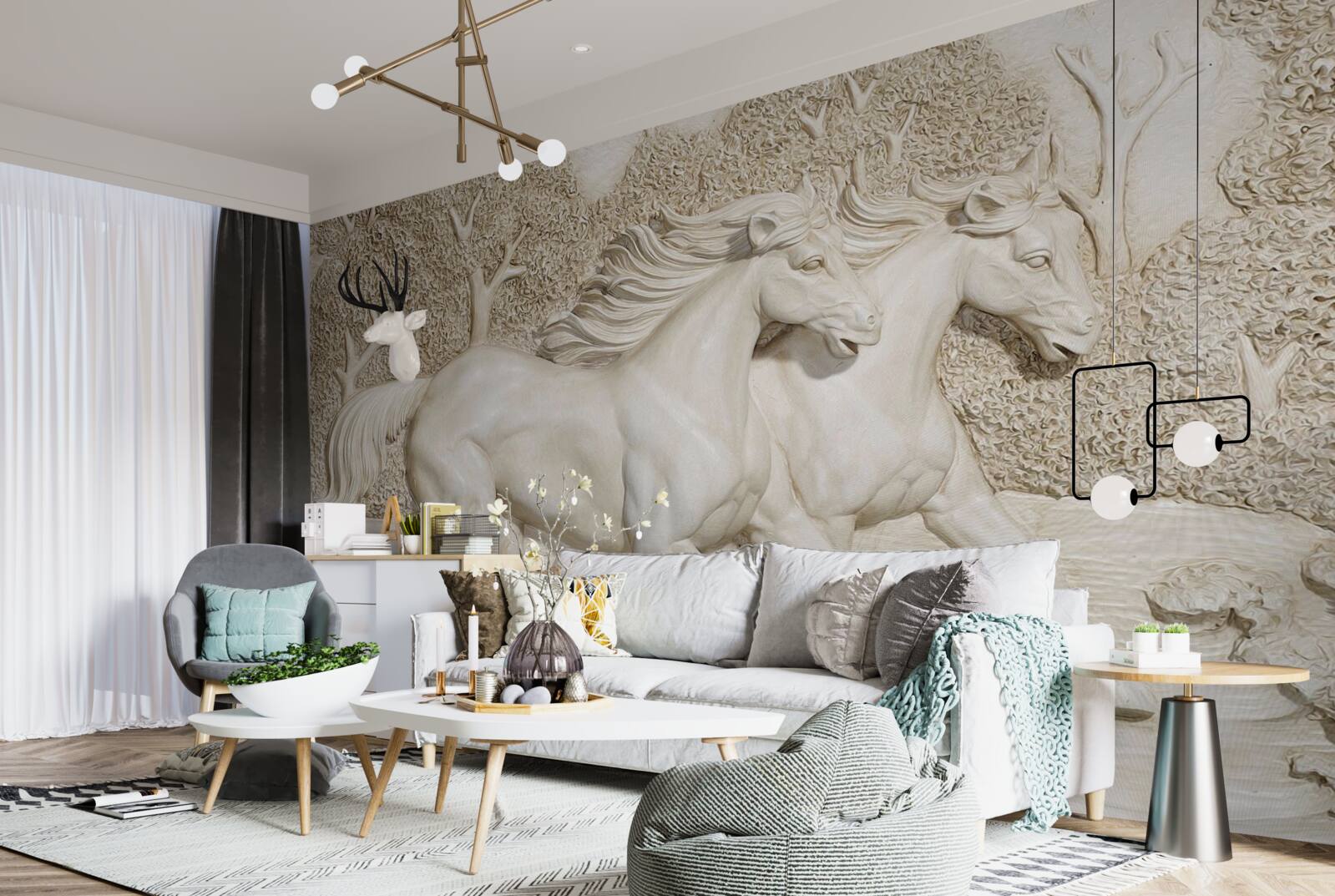 Fotobehang paarden galop