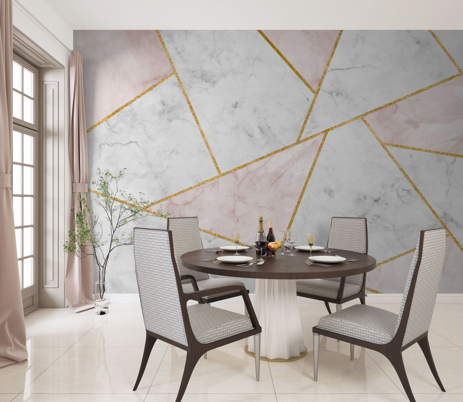 Fotobehang grijs marmer met uniforme hoeken