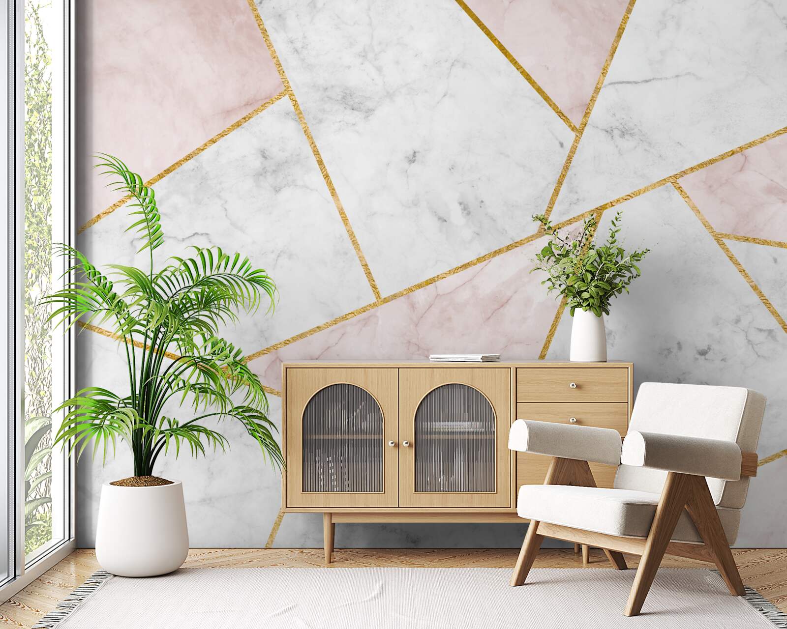 Fotobehang grijs marmer met uniforme hoeken