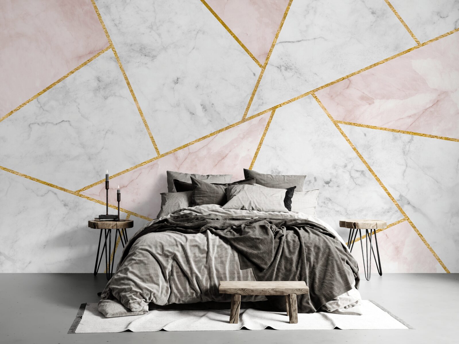 Fotobehang grijs marmer met uniforme hoeken