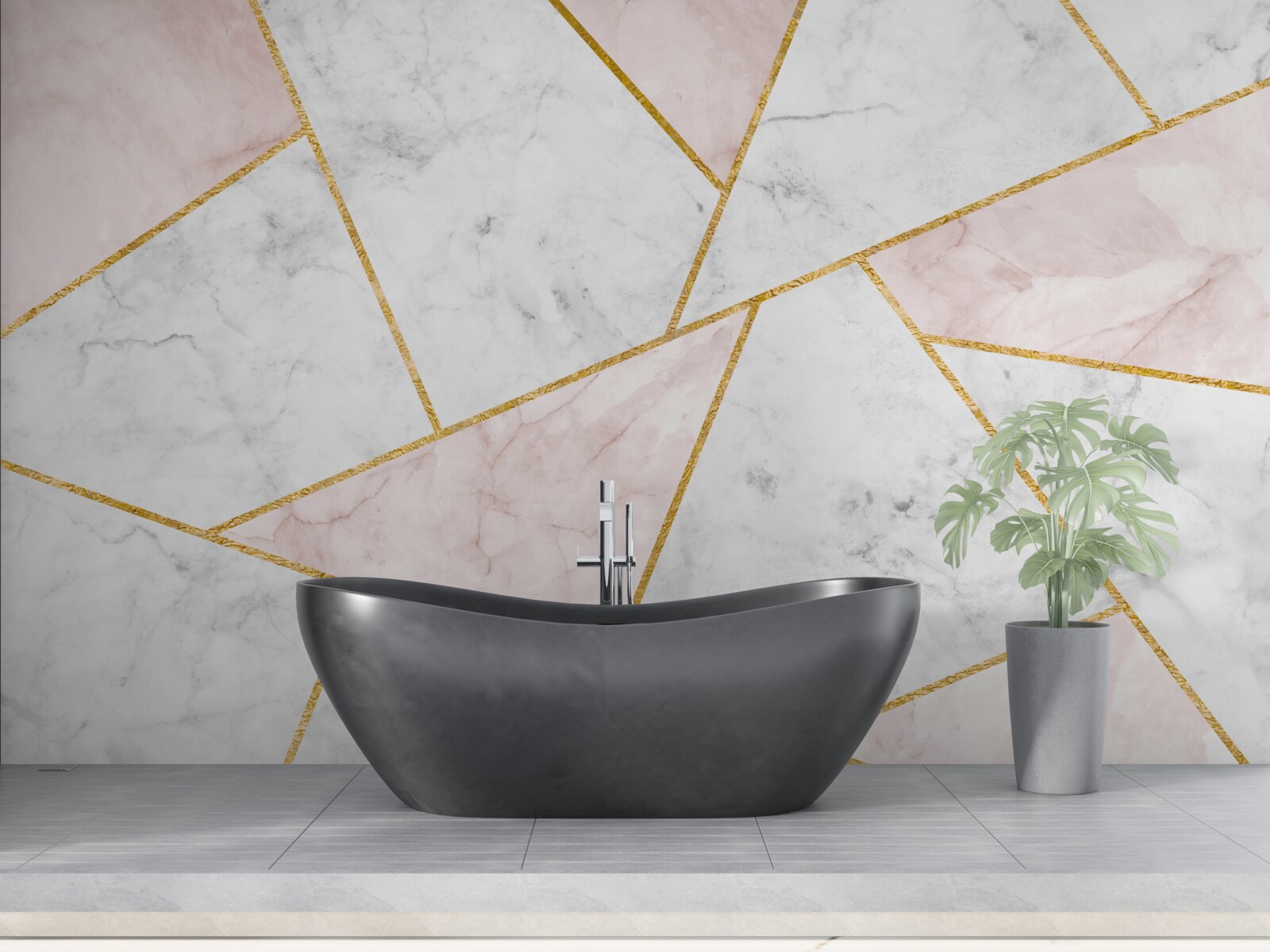 Fotobehang grijs marmer met uniforme hoeken