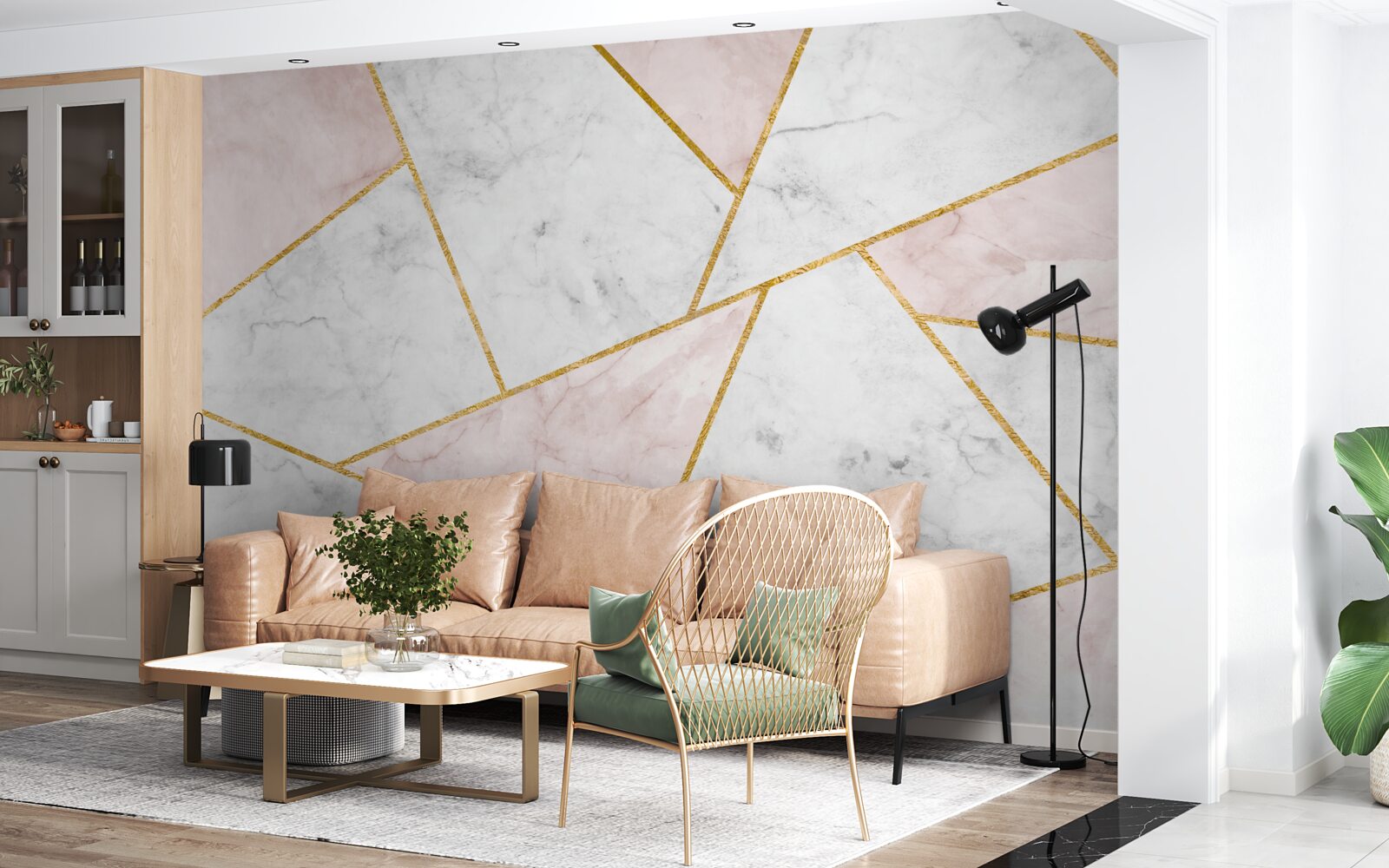 Fotobehang grijs marmer met uniforme hoeken