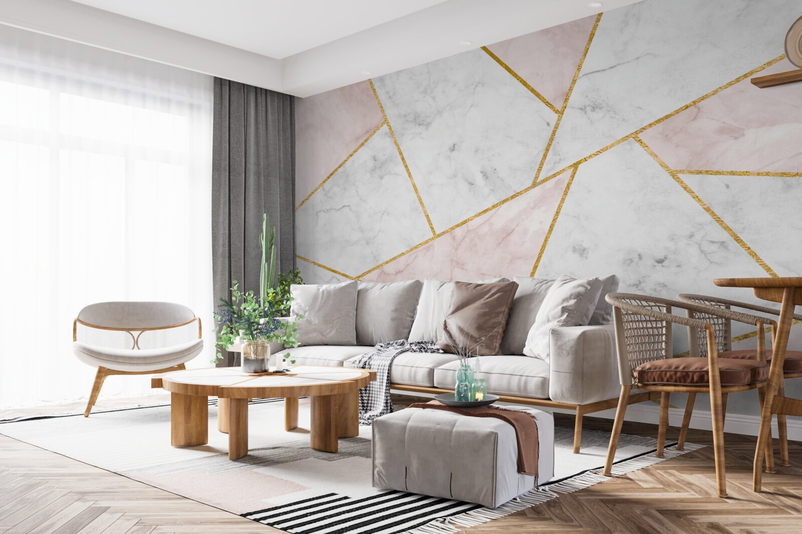 Fotobehang grijs marmer met uniforme hoeken